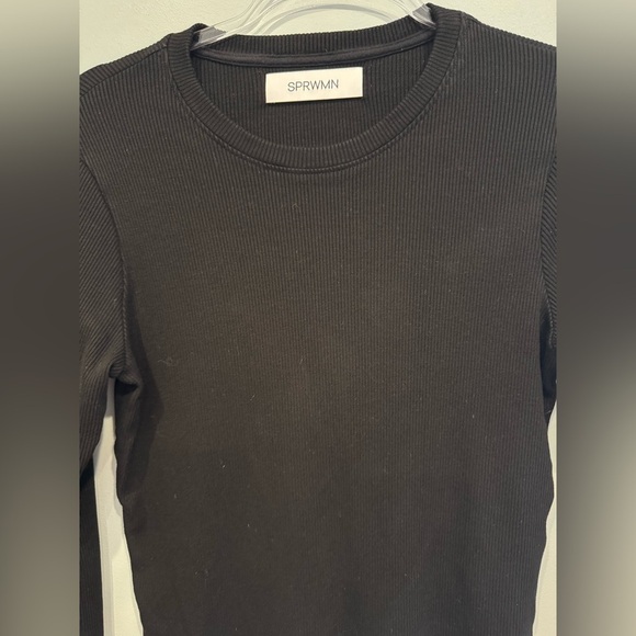 SPRWMN Black Ribbed Long Sleeve Baby Tee Size XL - Picture 4 of 7